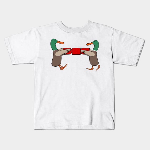 Christmas Duck Art Kids T-Shirt by Cool Duck's Tees